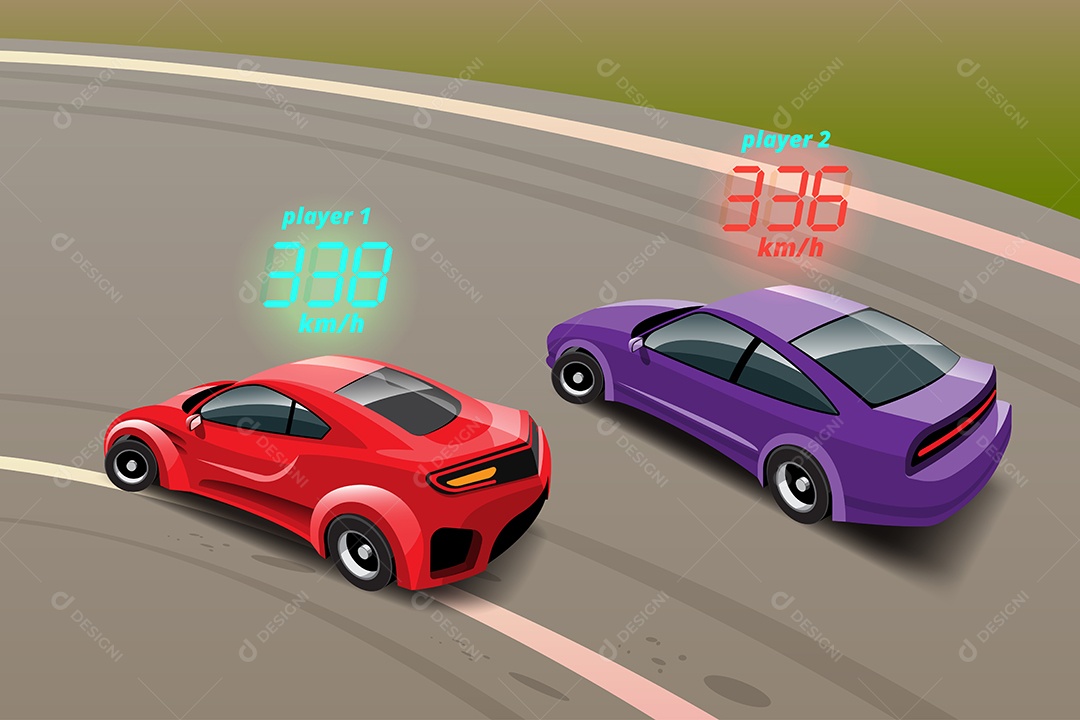 Jogo de Carros de Corrida Estilo 3D Vetores EPS Editável