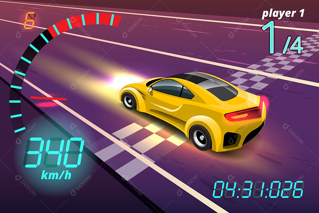 Jogo de Carros de Corrida Estilo 3D Vetores EPS Editável