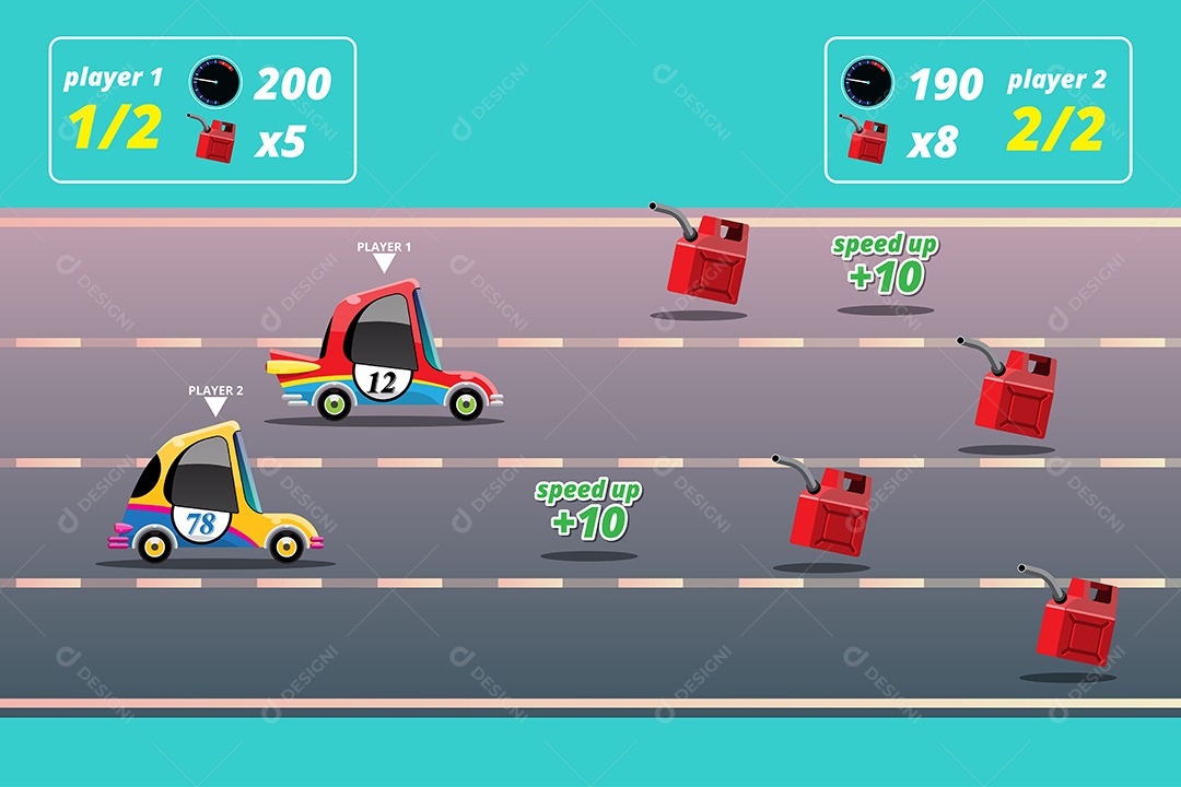 Jogo de Carros de Corrida Estilo 3D Vetores EPS Editável