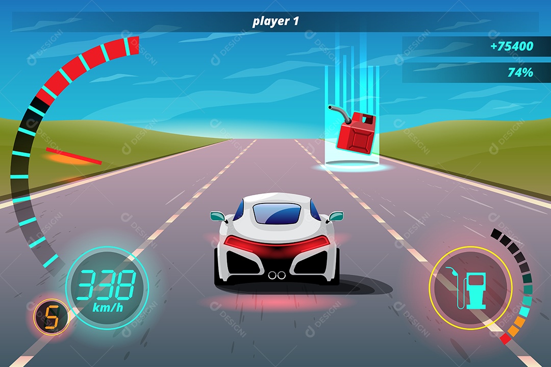 Jogo de Carros de Corrida Estilo 3D Vetores EPS Editável