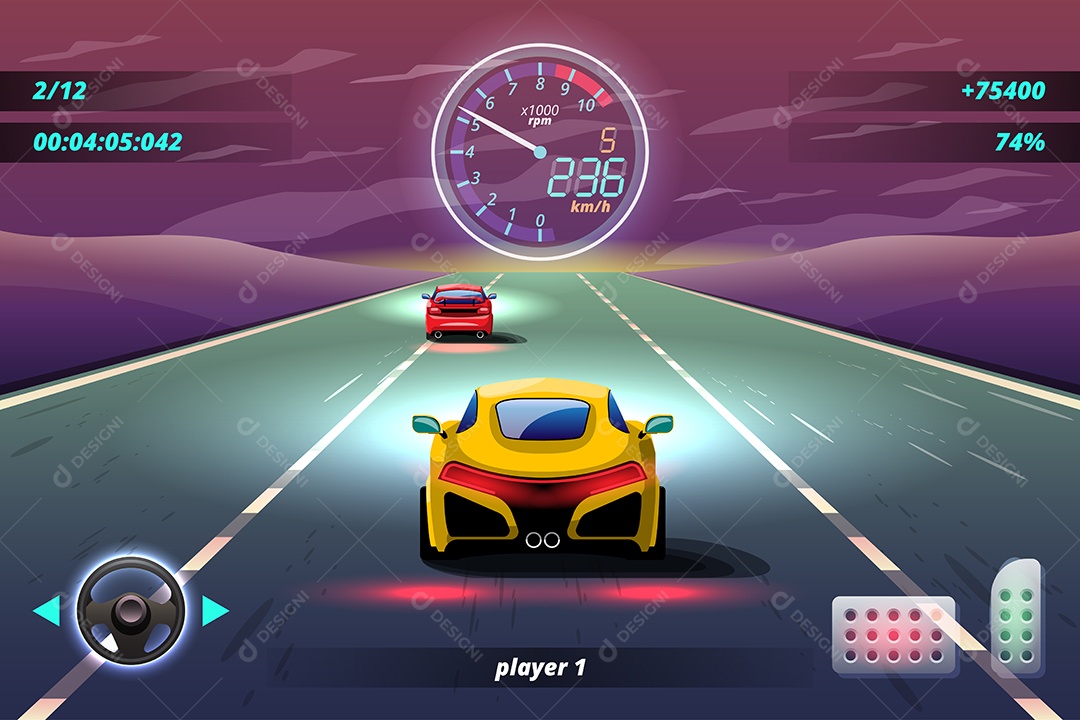 Jogo de Carros de Corrida Estilo 3D Vetores EPS Editável