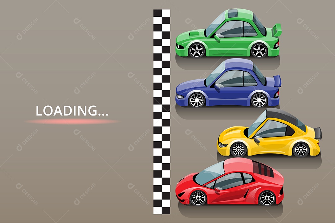 Jogo de Carros de Corrida Estilo 3D Vetores EPS Editável