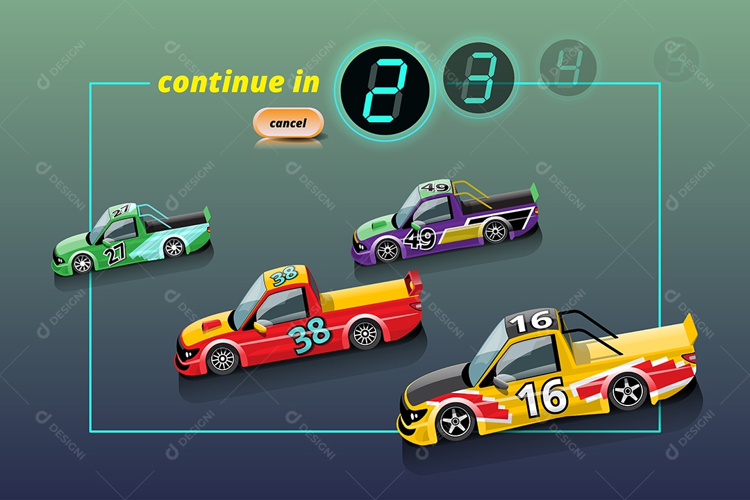 Jogo de Carros de Corrida Estilo 3D Vetores EPS Editável