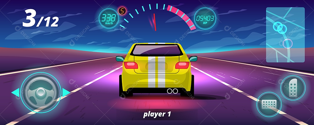Jogo de Carros de Corrida Estilo 3D Vetores EPS Editável