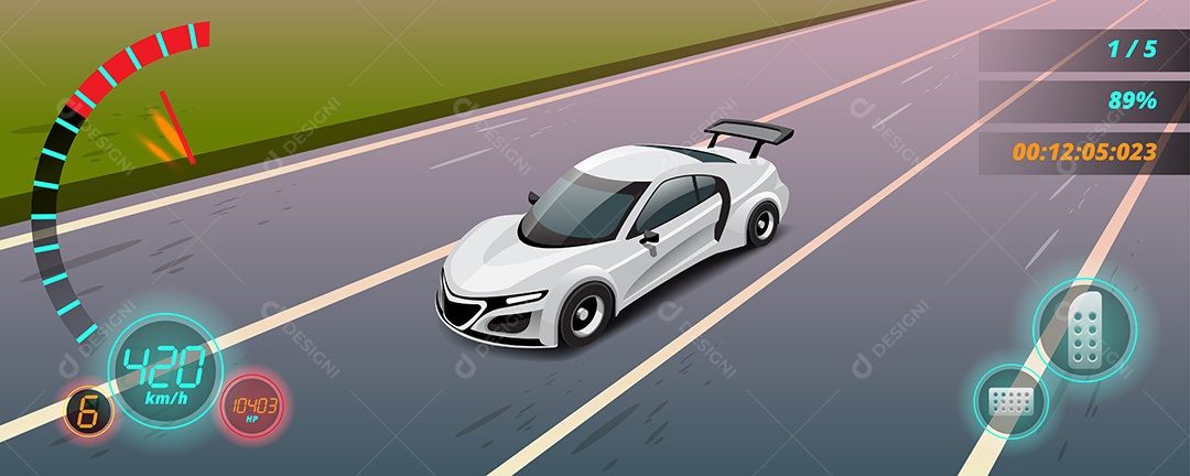 Jogo de Carros de Corrida Estilo 3D Vetores EPS Editável