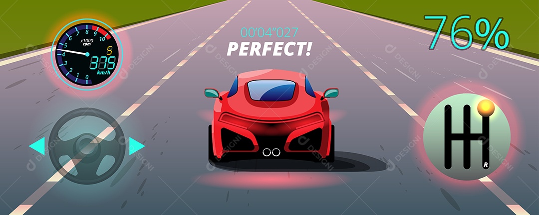 Jogo de Carros de Corrida Estilo 3D Vetores EPS Editável