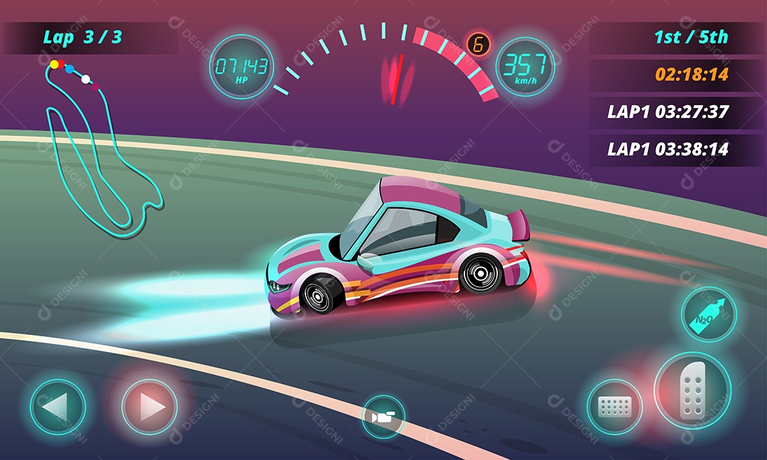 Jogo de Carros de Corrida Estilo 3D Vetores EPS Editável