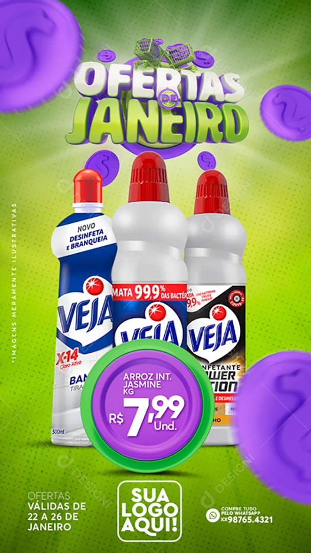 Story Ofertas de Janeiro Venha Conferir Social Media PSD Editável