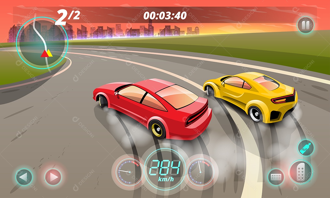 Jogo de Carros de Corrida Estilo 3D Vetores EPS Editável