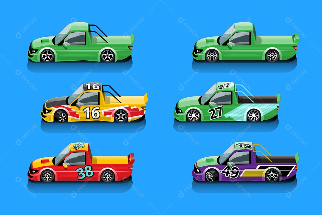 Jogo de Carros de Corrida Estilo 3D Vetores EPS Editável