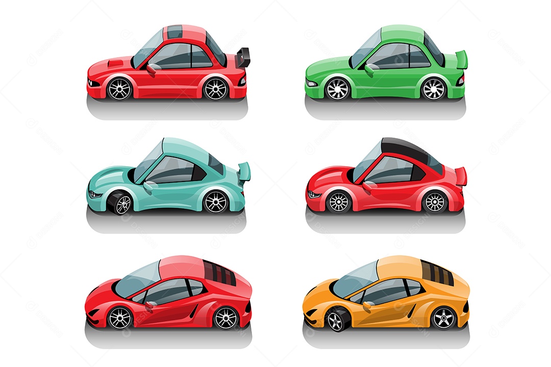 Jogo de Carros de Corrida Estilo 3D Vetores EPS Editável