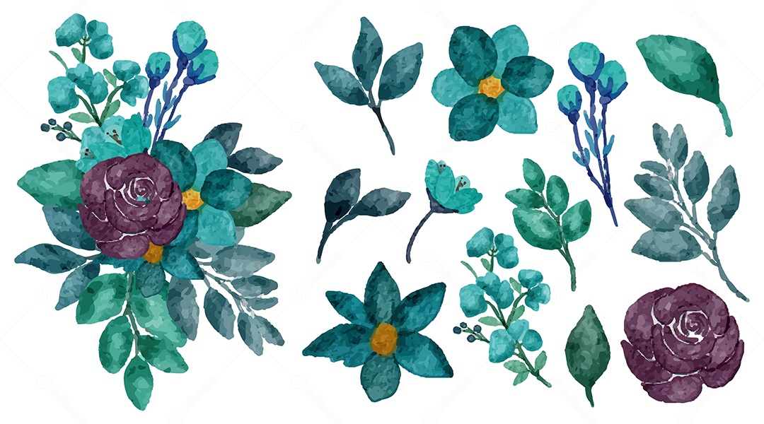 Lindas Flores para Buquê de Flores Vetores EPS Editável