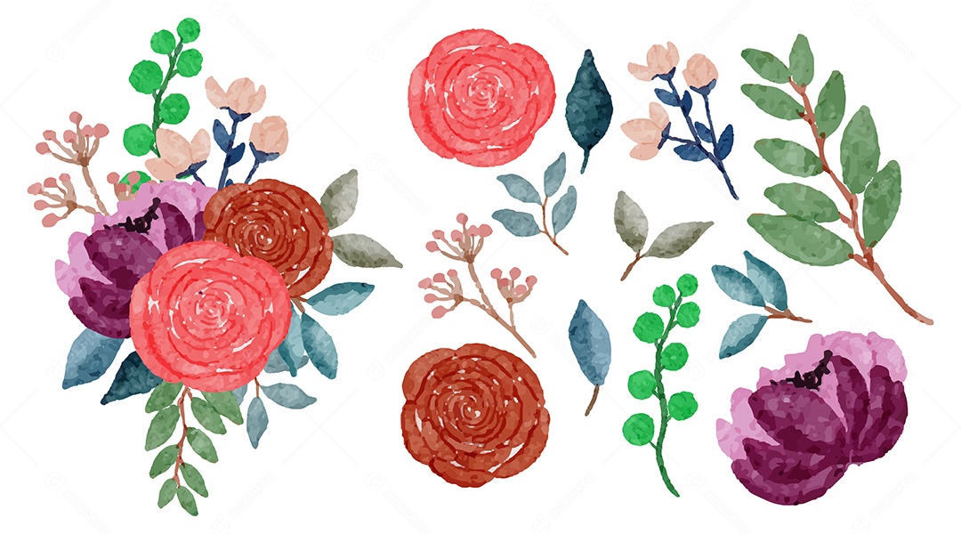 Lindas Flores para Buquê de Flores Vetores EPS Editável