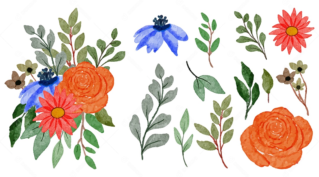 Lindas Flores para Buquê de Flores Vetores EPS Editável