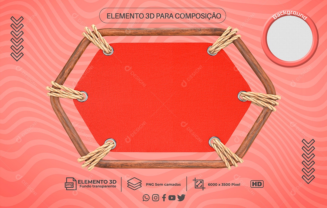 Elemento 3D Moldura Rústica Com Pano e Cordas PNG Transparente Sem Fundo