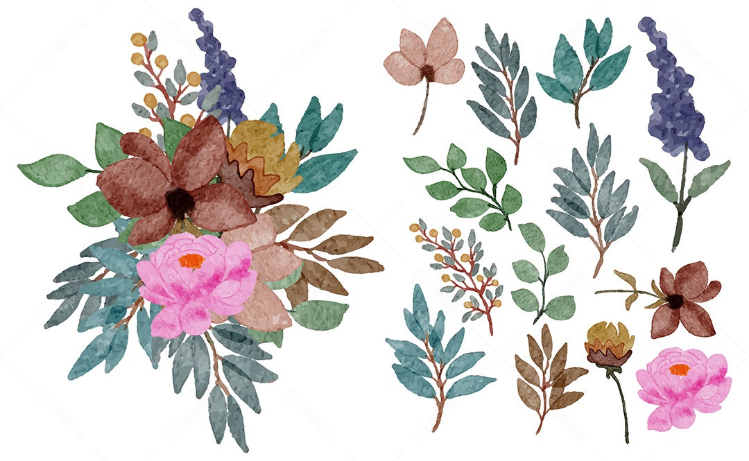 Lindas Flores para Buquê de Flores Vetores EPS Editável