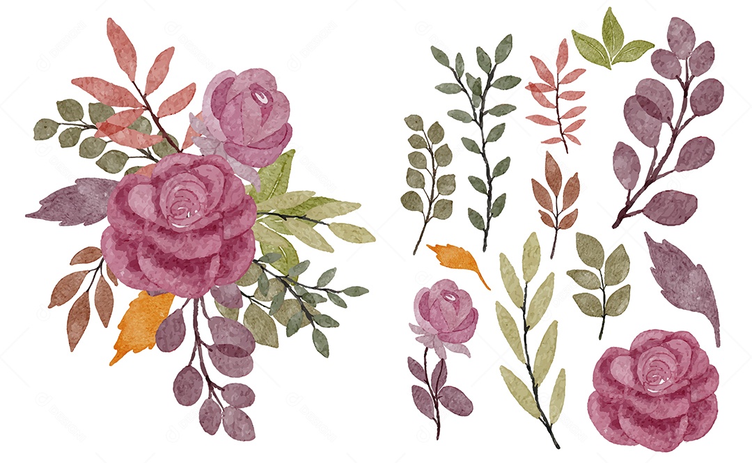 Lindas Flores para Buquê de Flores Vetores EPS Editável