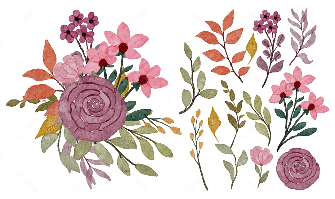 Lindas Flores para Buquê de Flores Vetores EPS Editável