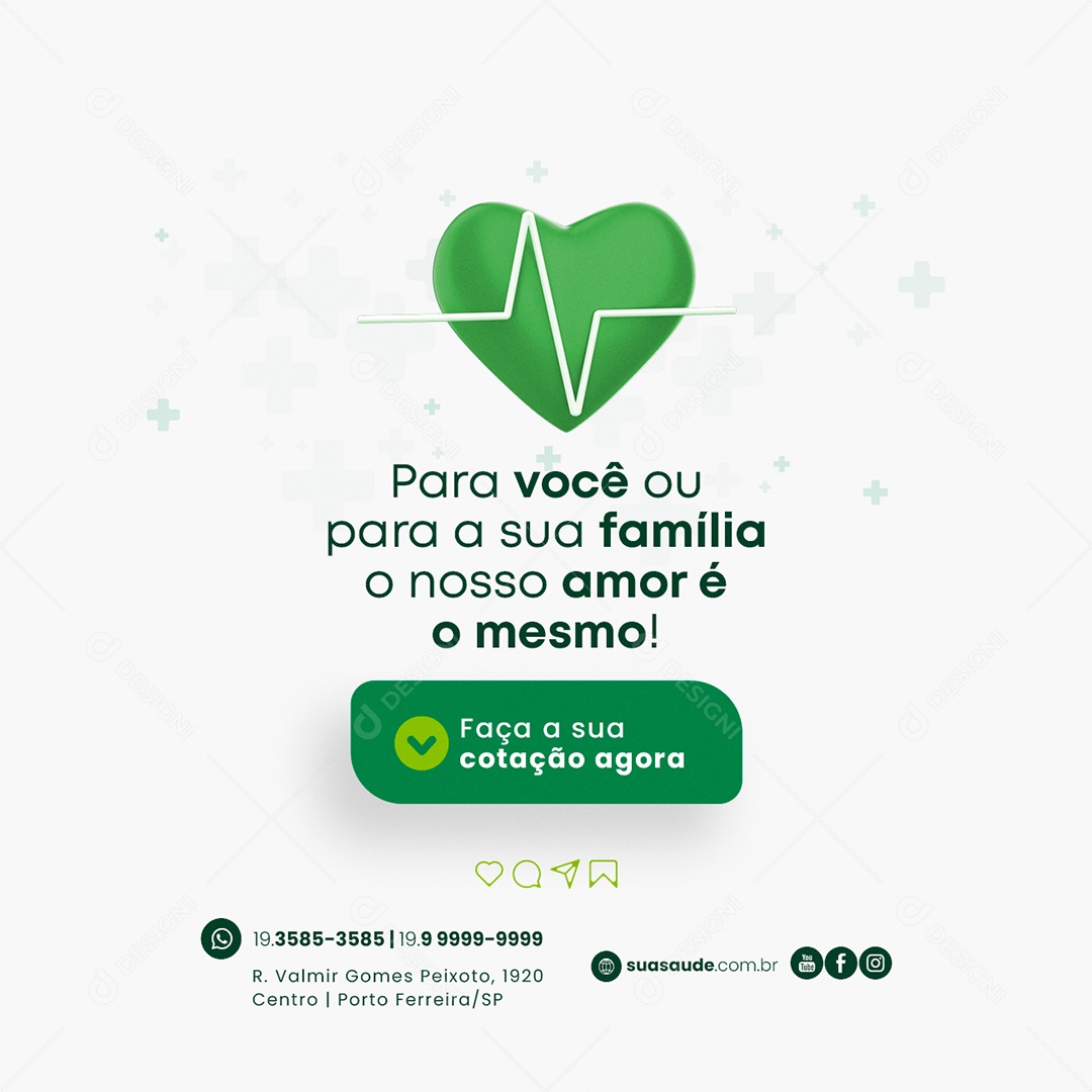 Para Você ou Para a Sua Família Convênio Médico Planos de Saúde Social Media PSD Editável