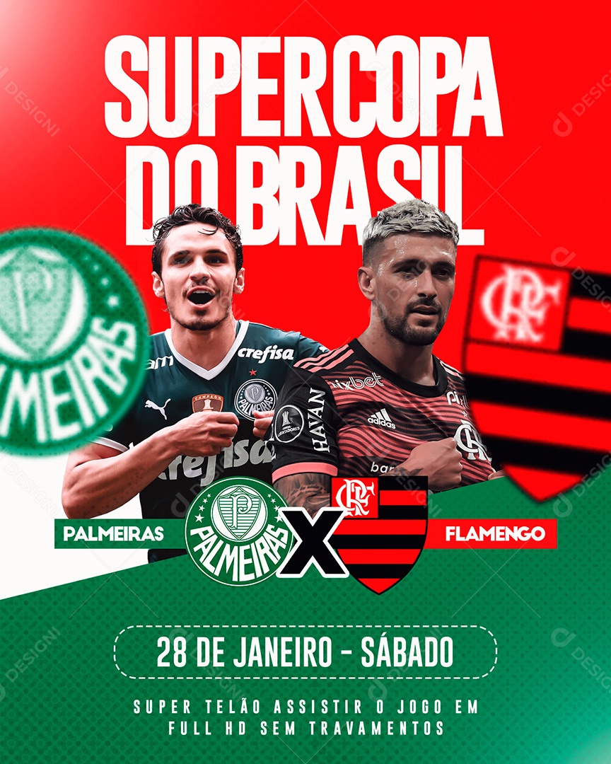 Final Post of the Brazilian Super Cup Social Media Editable PSD