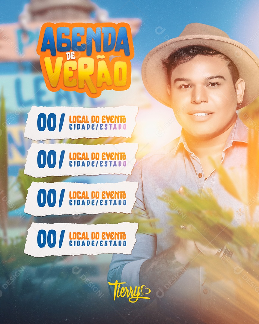 Flyer Agenda de Verão Tierry Social Media PSD Editável