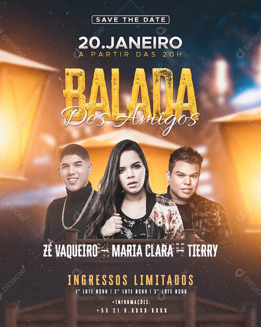 Post Flyer Balada Dos Amigos Social Media PSD Editável