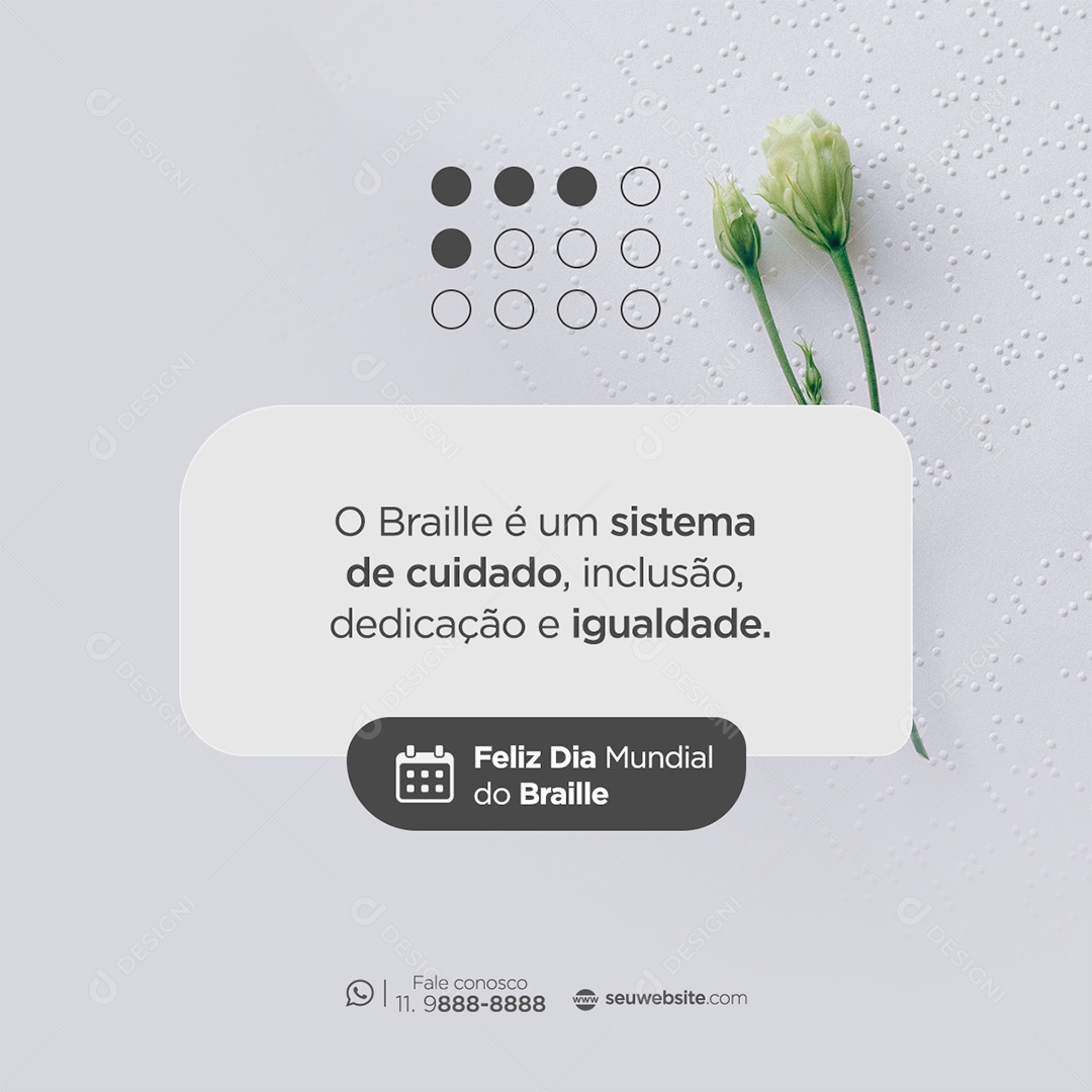 Post Dia do Braille - 06 de Janeiro Social Media PSD Editável