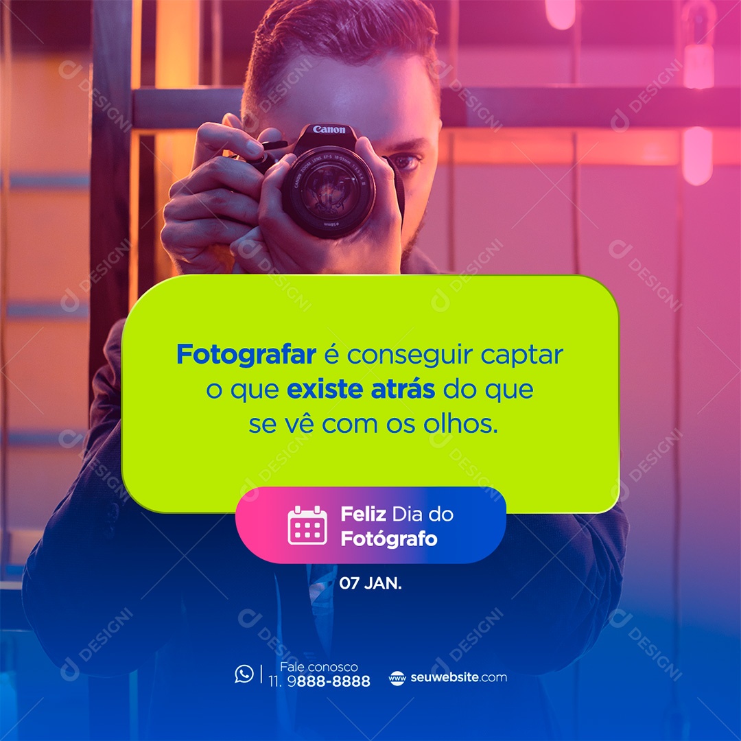 Post  Dia do Fotografo - 07 de Janeiro Social Media PSD Editável