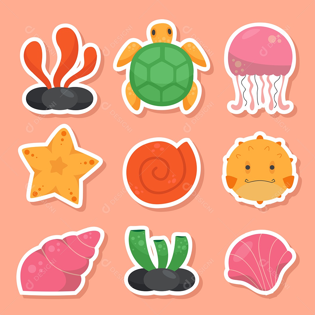 Vida marinha Elemento fofo Vida animal no fundo do mar EPS