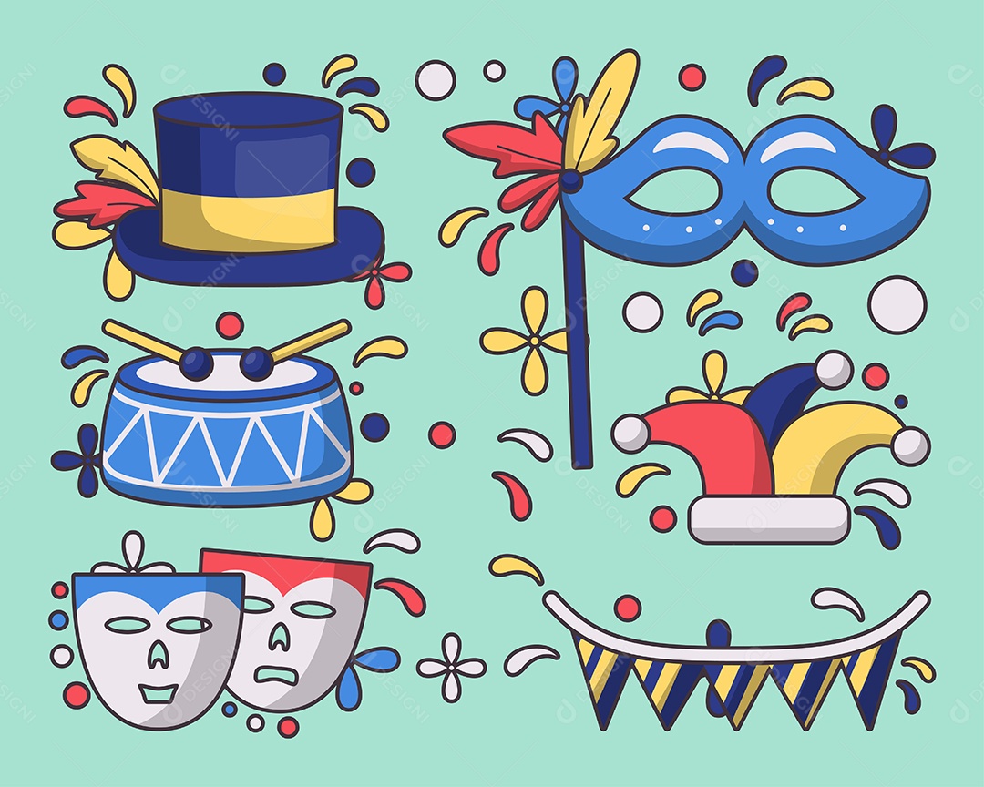 Ilustração tipográfica vetorial da beleza do Mardi Gras Vetor EPS