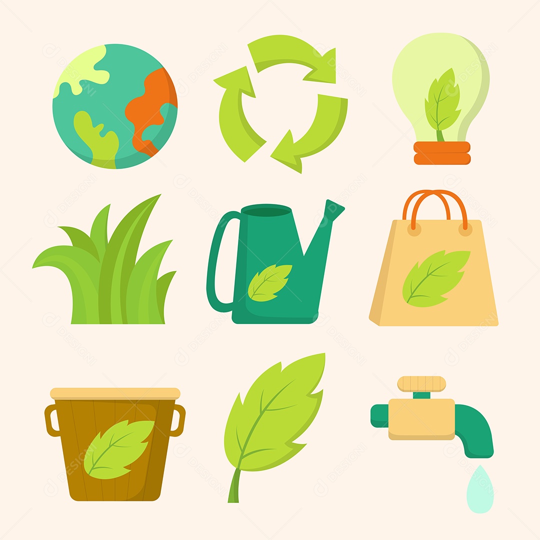 Conjunto de elemento de objeto com equipamento de jardim ou fazenda Vetor EPS