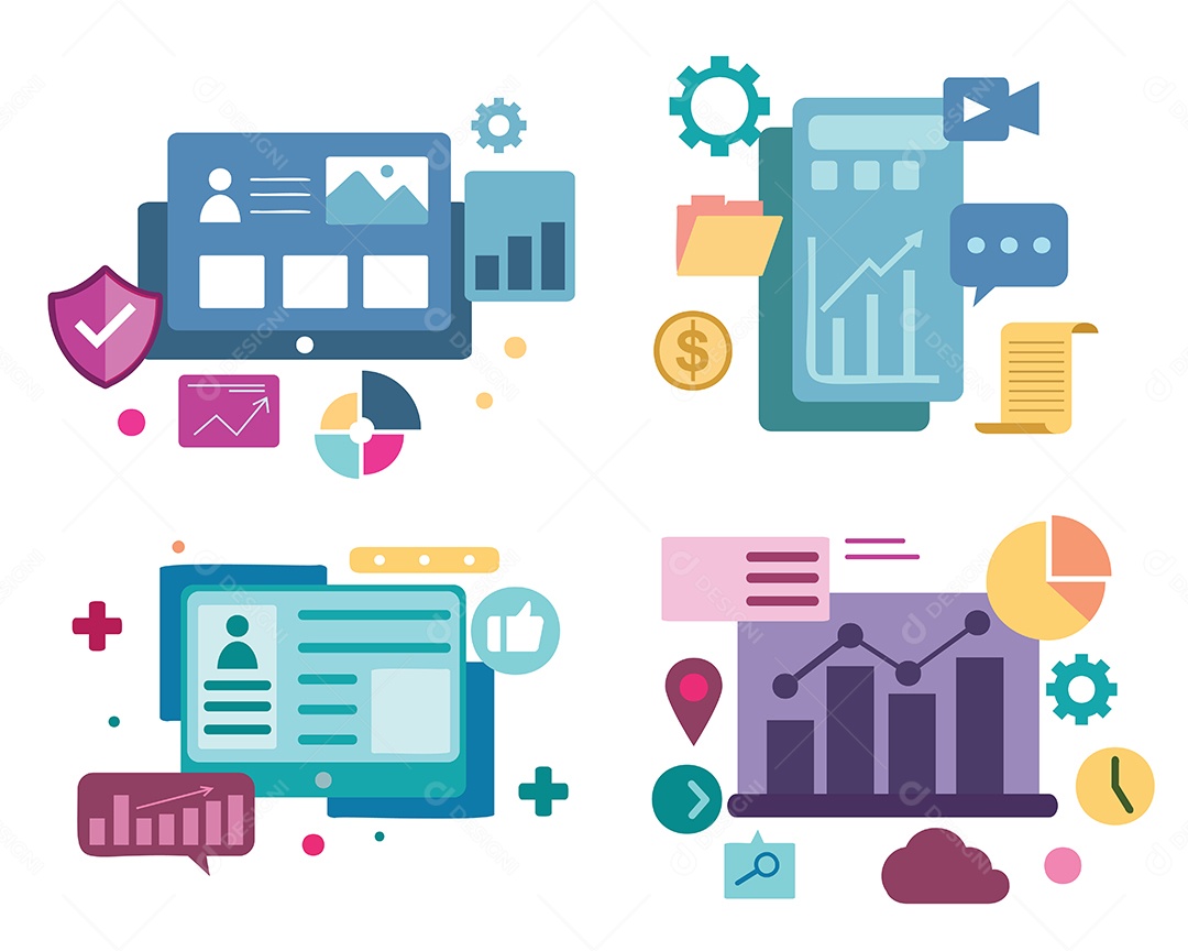 Elementos de mercado de dados de negócios diagramas de gráficos de pizza de barra de ponto Vetor EPS