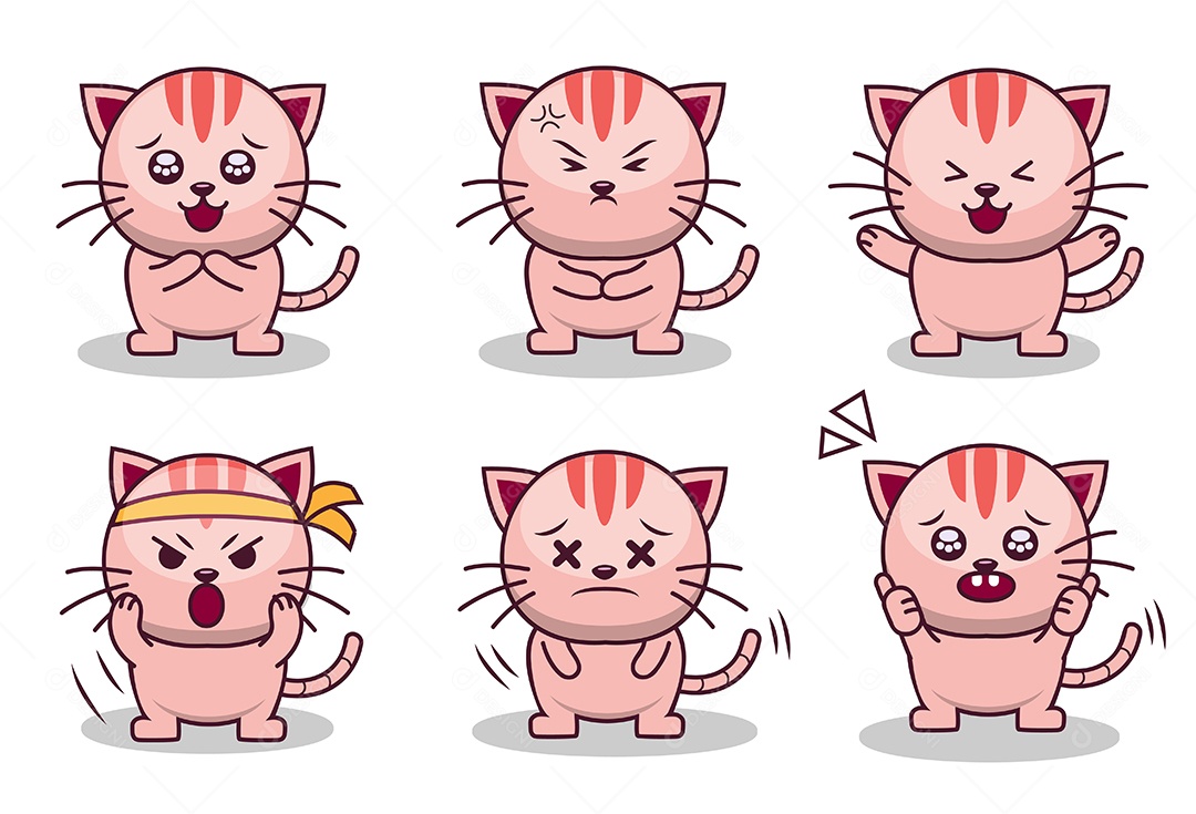 Animal engraçado bonito dos desenhos animados em várias poses de ação Vetor EPS