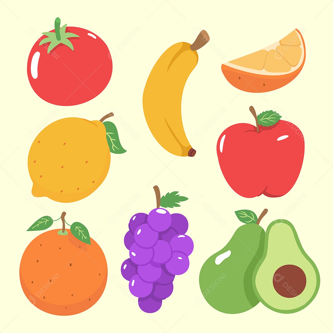 Conjunto de vários vetores de desenho de frutas frescas Vetor EPS