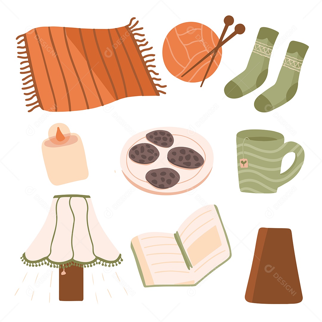 Conjunto de ícones de moda de inverno de roupas e acessórios Vetor EPS