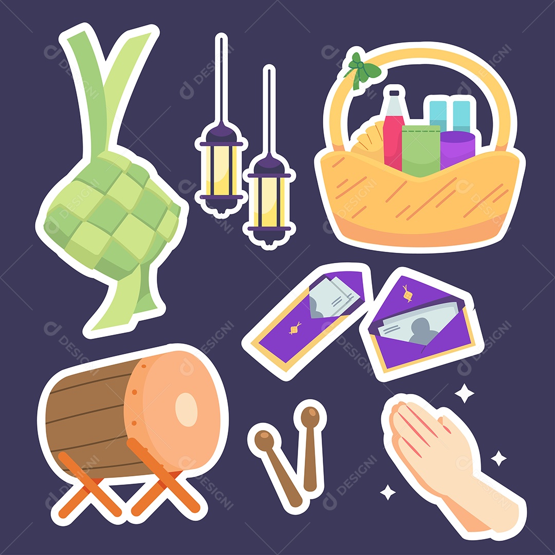 Conjunto de ícones de celebração islâmica árabe do Ramadã Vetor EPS