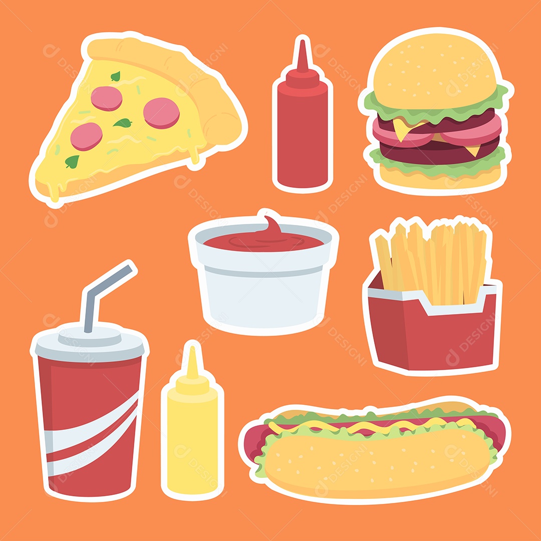 Conjunto de vetores food pouco saudáveis Vetor EPS