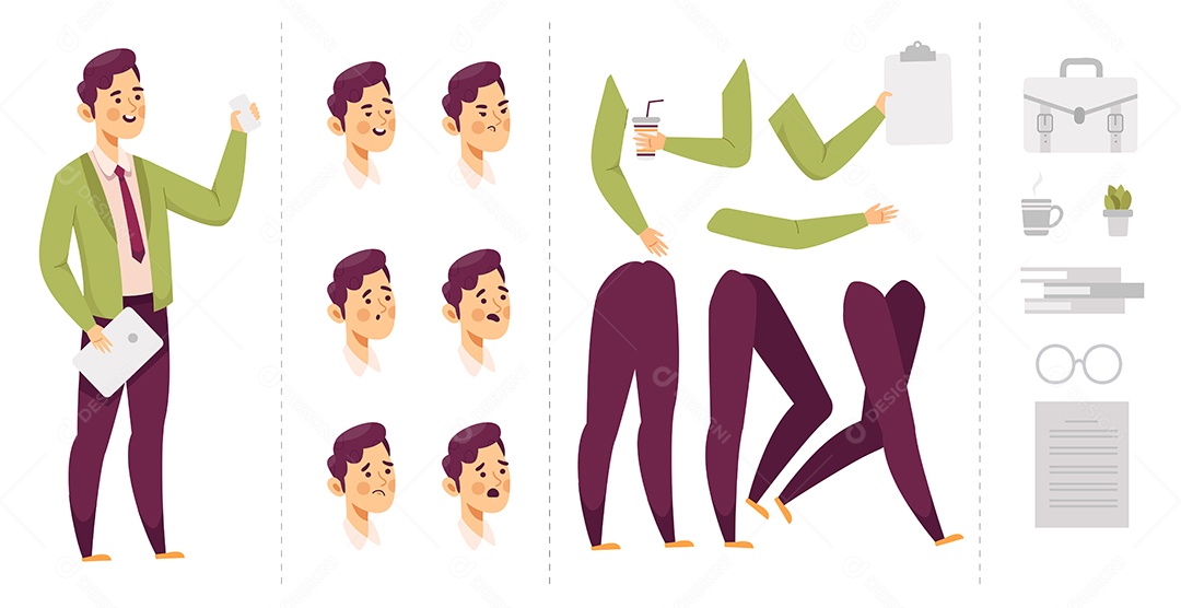 Homem de negócios animado de criação ou modelo de personagens de trabalhadores Vetor EPS