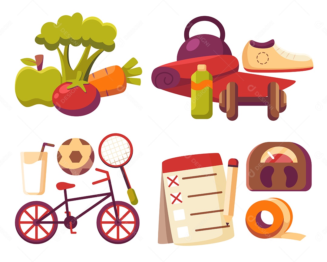 Equipamentos esportivos desenhos animados Vetor EPS