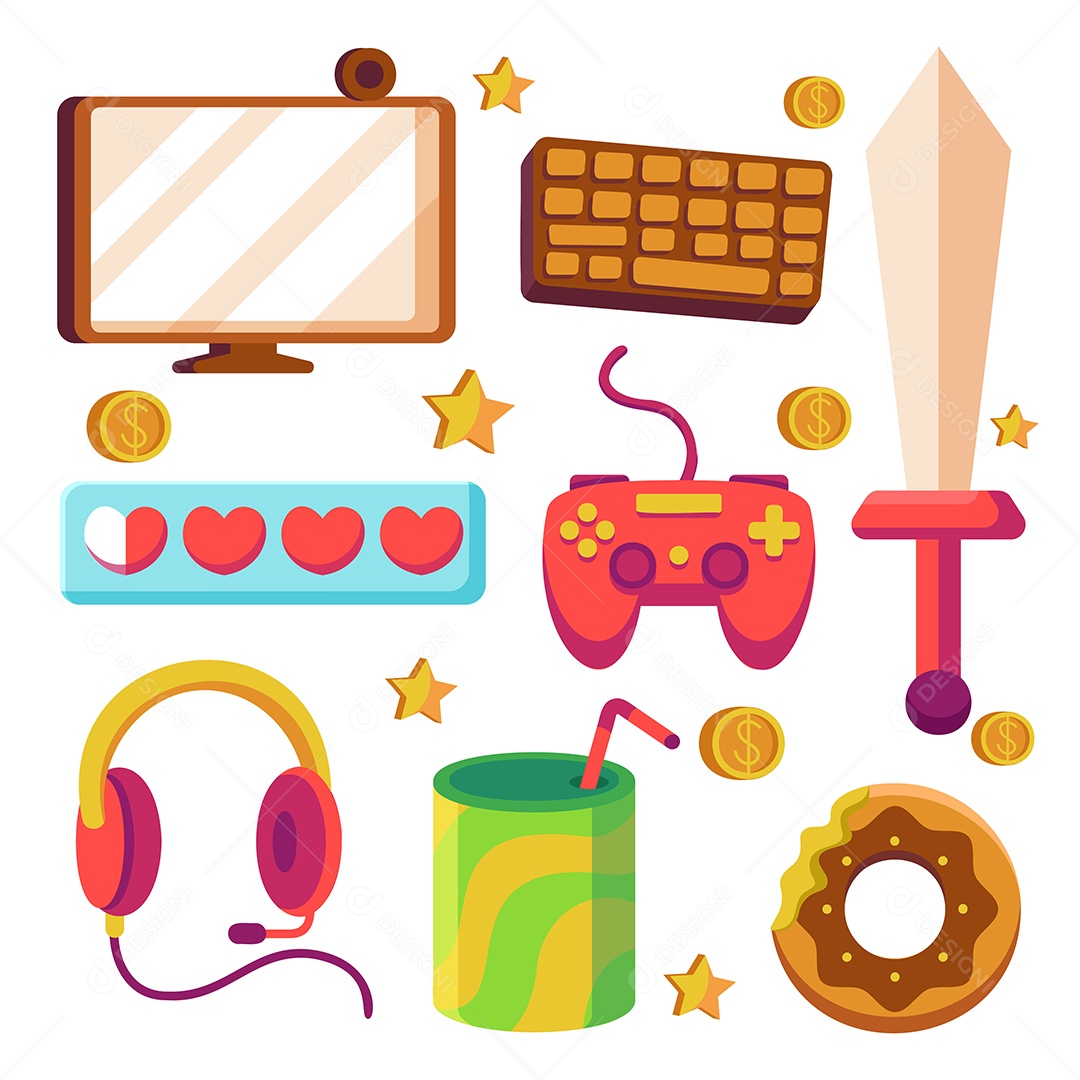 Blogueiros jogam jogos ao vivo em seus canais para uma audiência mundial desenhos animados Vetor EPS