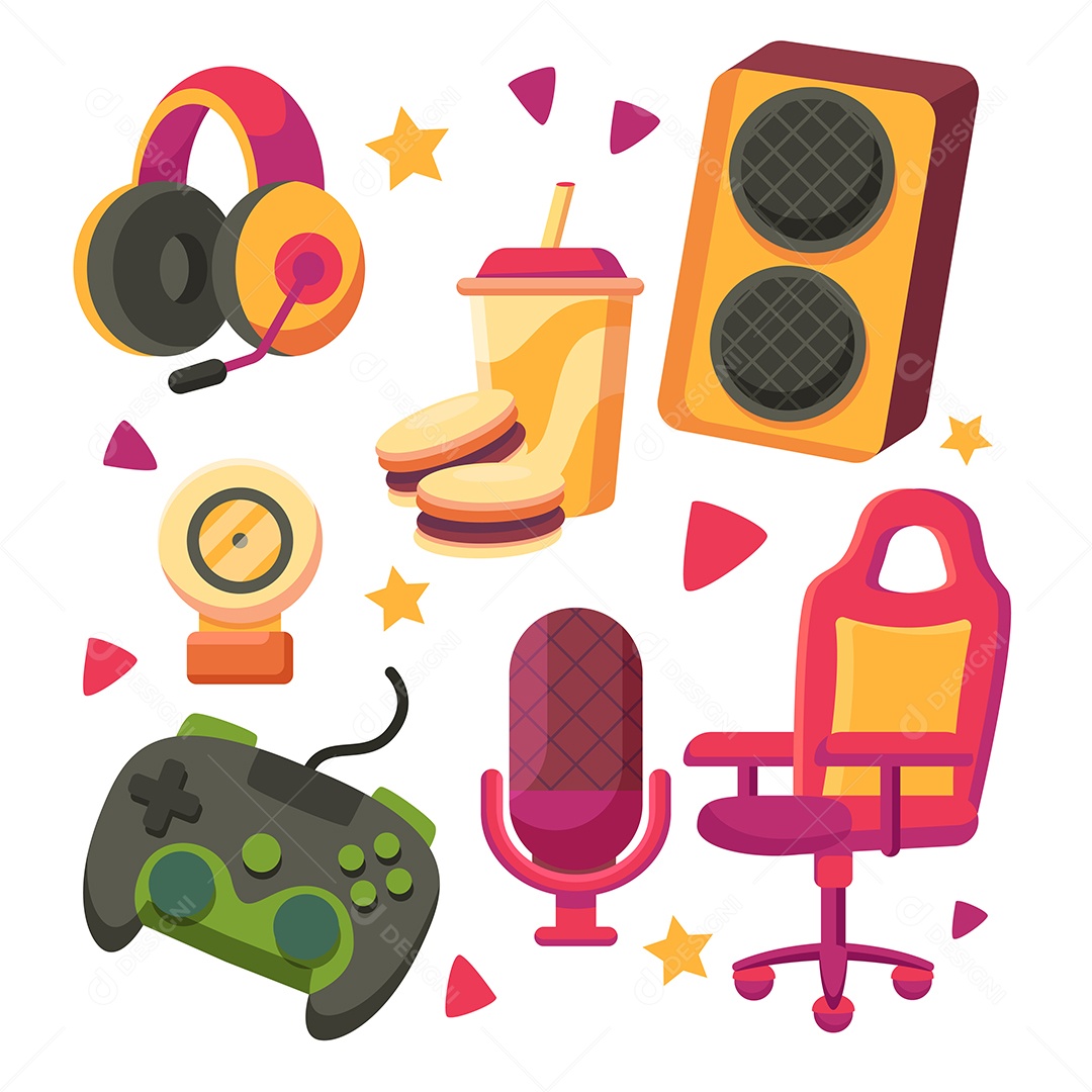 Blogueiros jogam jogos ao vivo em seus canais para uma audiência mundial desenhos animados Vetor EPS