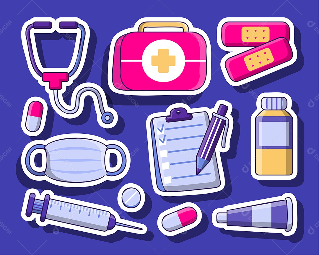 Farmácia de remédios definida em primeiros socorros Vetor EPS