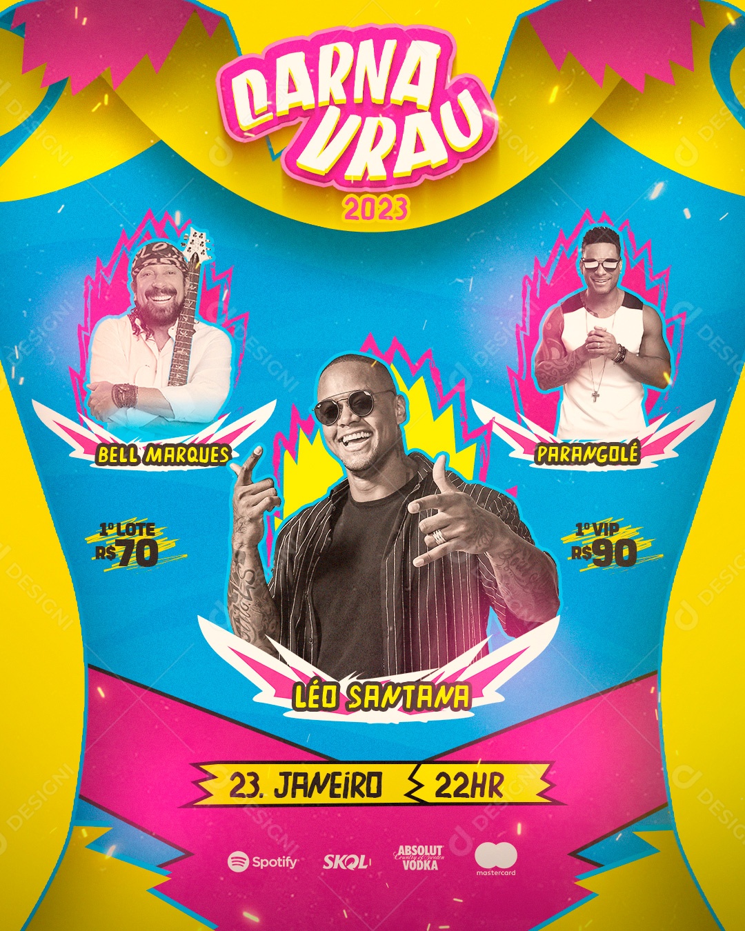 Post Festa Flyer Carnavrau Carnaval Leo Santana Social Media PSD Editável