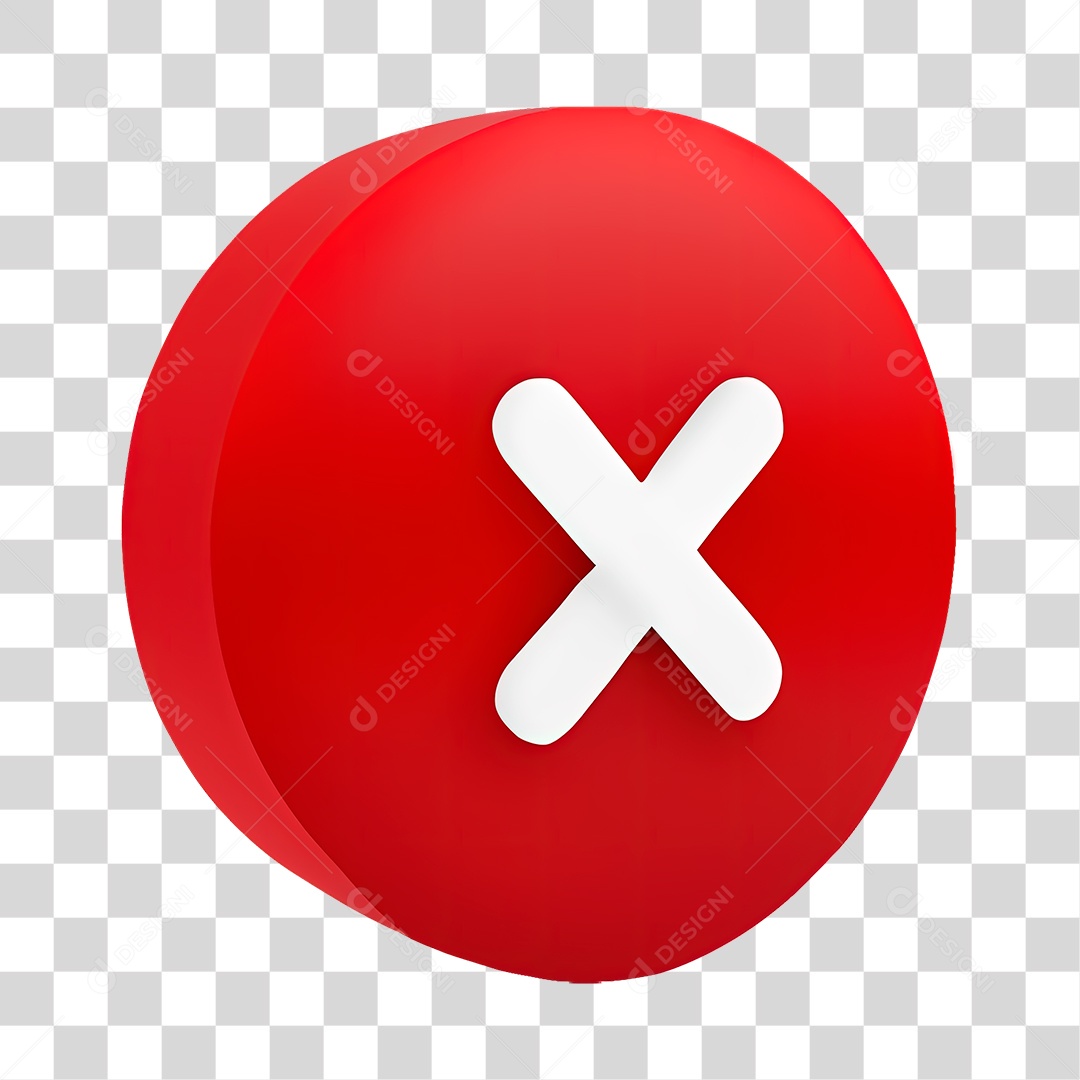 Sinal Negativo em Base Circular Vermelho Elemento 3D Para Composição PNG Transparente