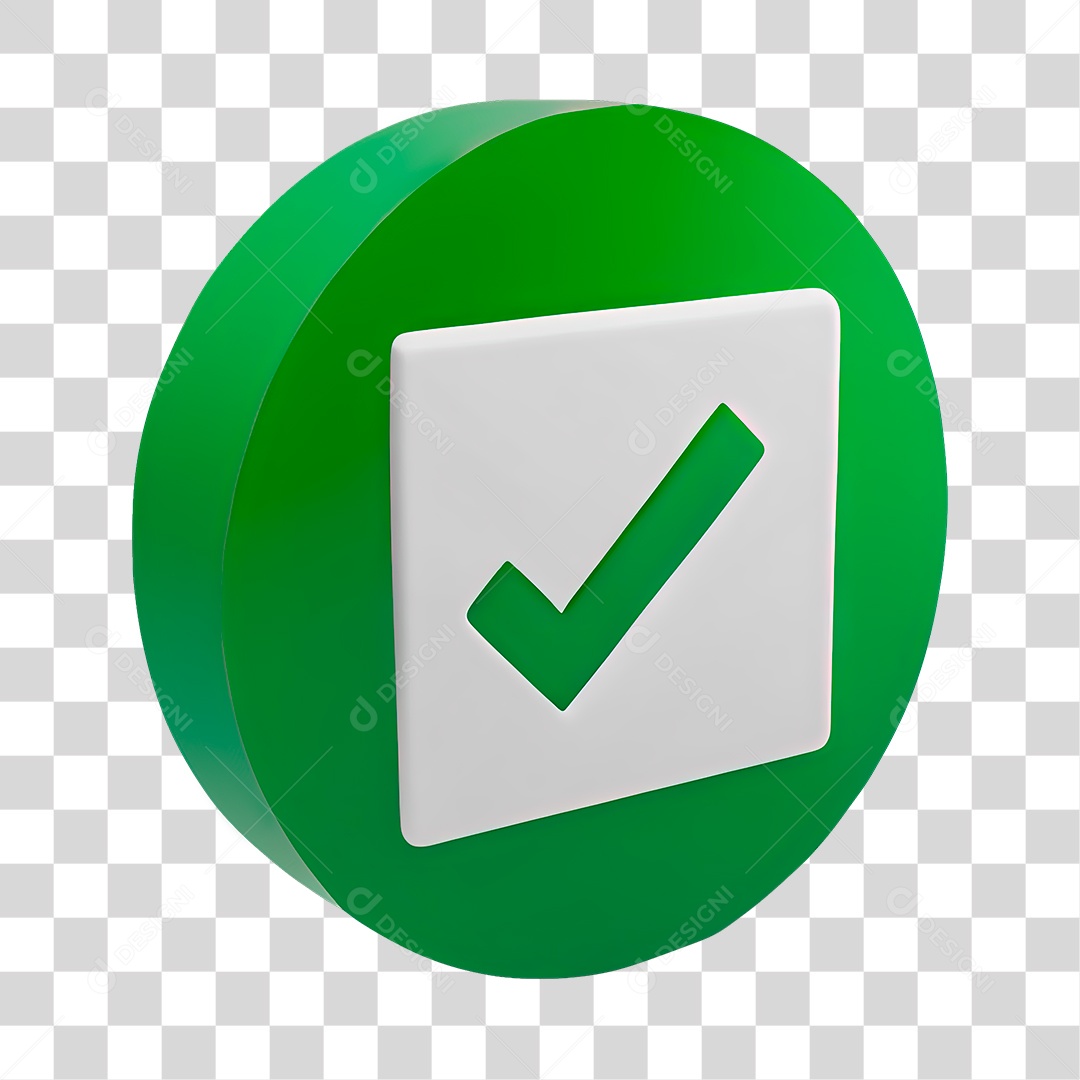 Sinal de Positivo Verificado Em Forma Circular Verde Elemento 3D PNG Transparente