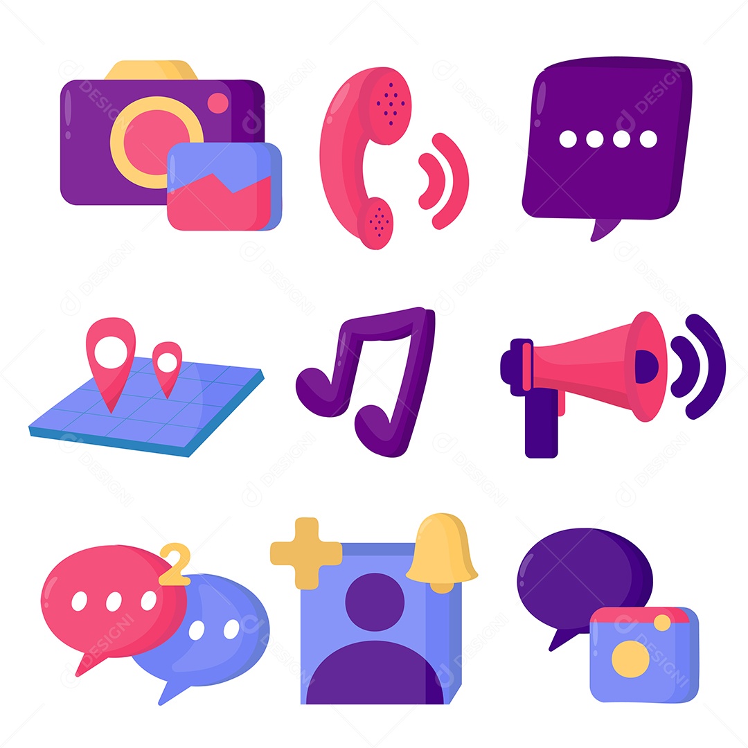 Conjunto de ícones de aplicativos sociais populares Vetores EPS