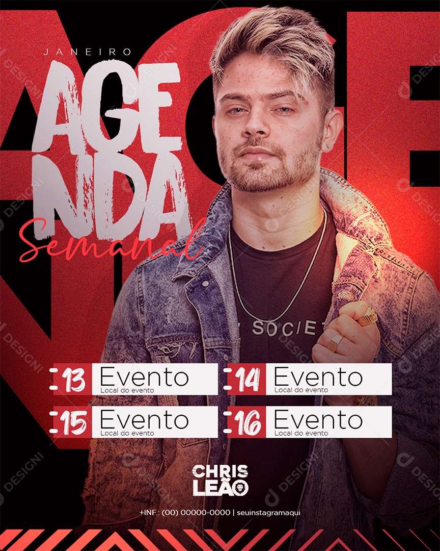 Post Agenda da Semanal Social Media PSD Editável