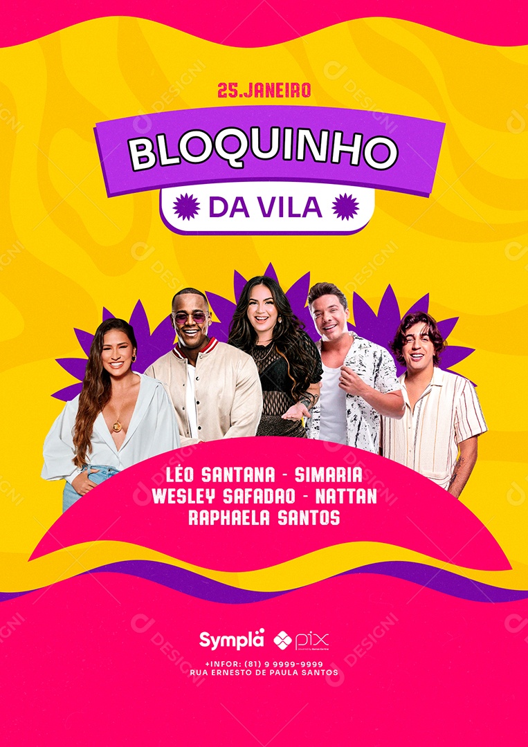 Bloquinho da Vila Carnaval Flyers Social Media PSD Editável