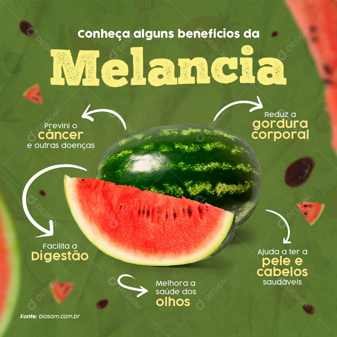 Post Benefício da Melancia Social Media PSD Editável