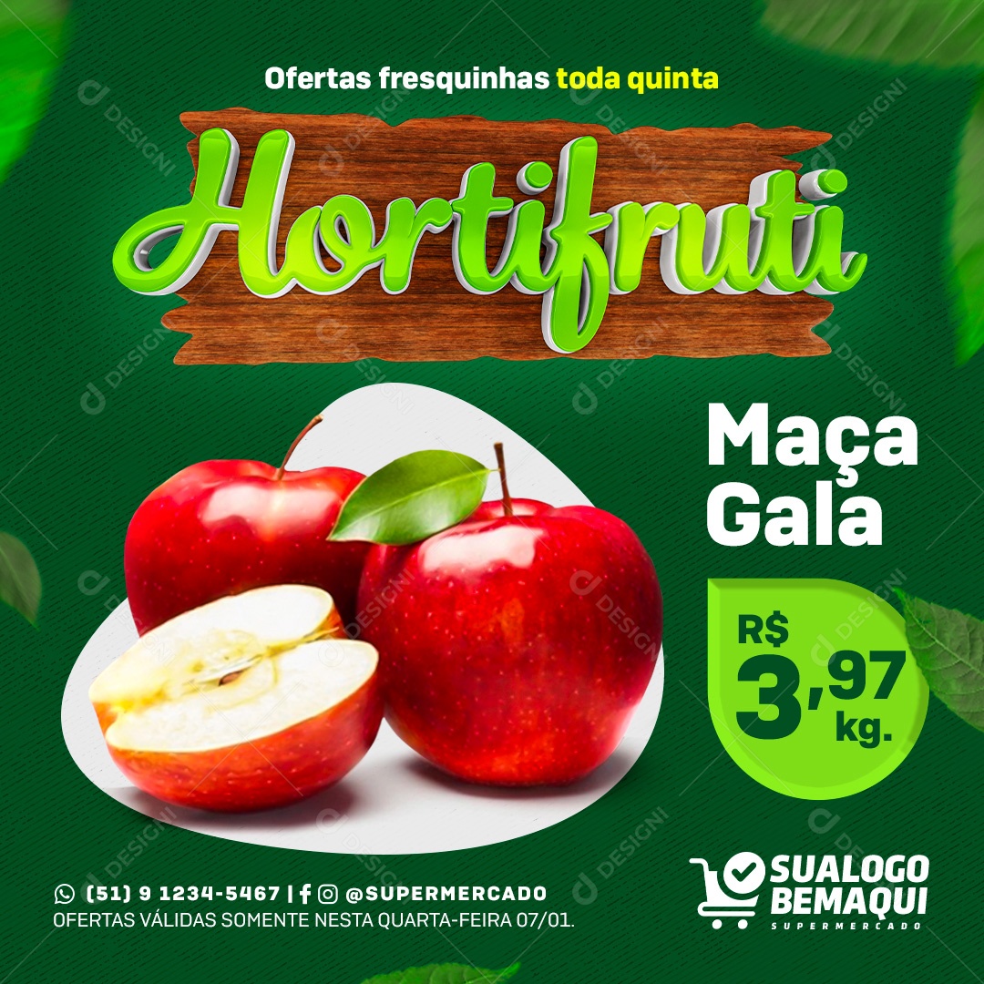 Post Oferta de Hortifruti Mação Social Media PSD Editável